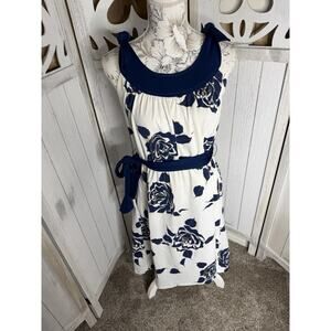 Vintage Alfred Shaheen Honolulu Blue Floral Belted Women's Dress Size 8 READ